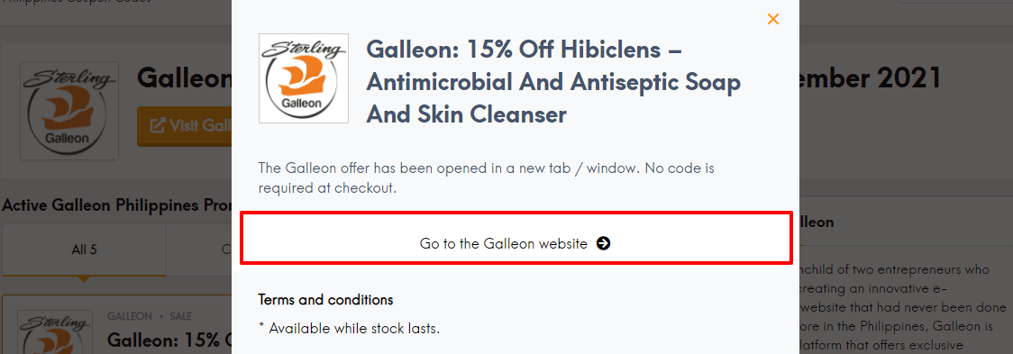 Galleon offer coup ph