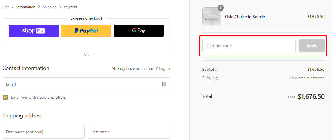 How do I use my ModShop discount code?