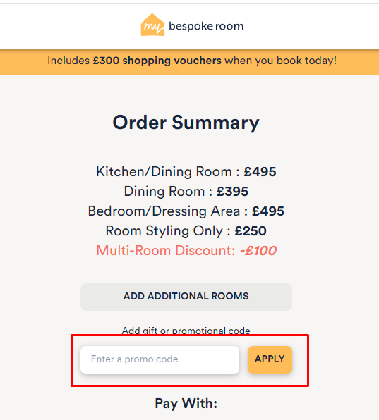How do I use my My Bespoke Room promo code?