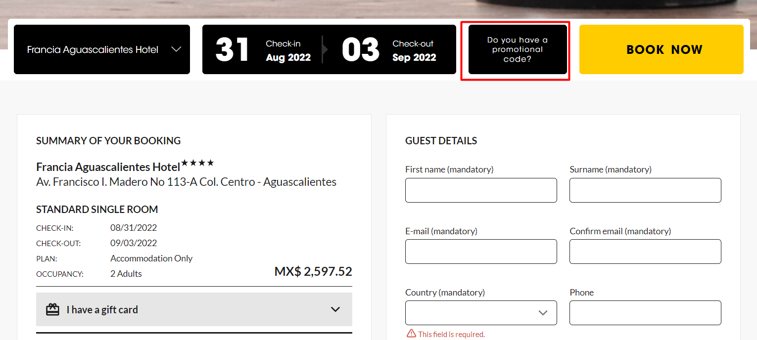 How do I use my Ostar Grupo Hotelero promotional code?