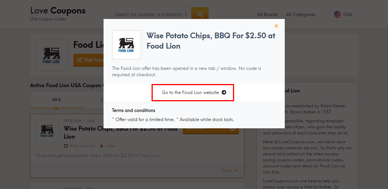 Food Lion website