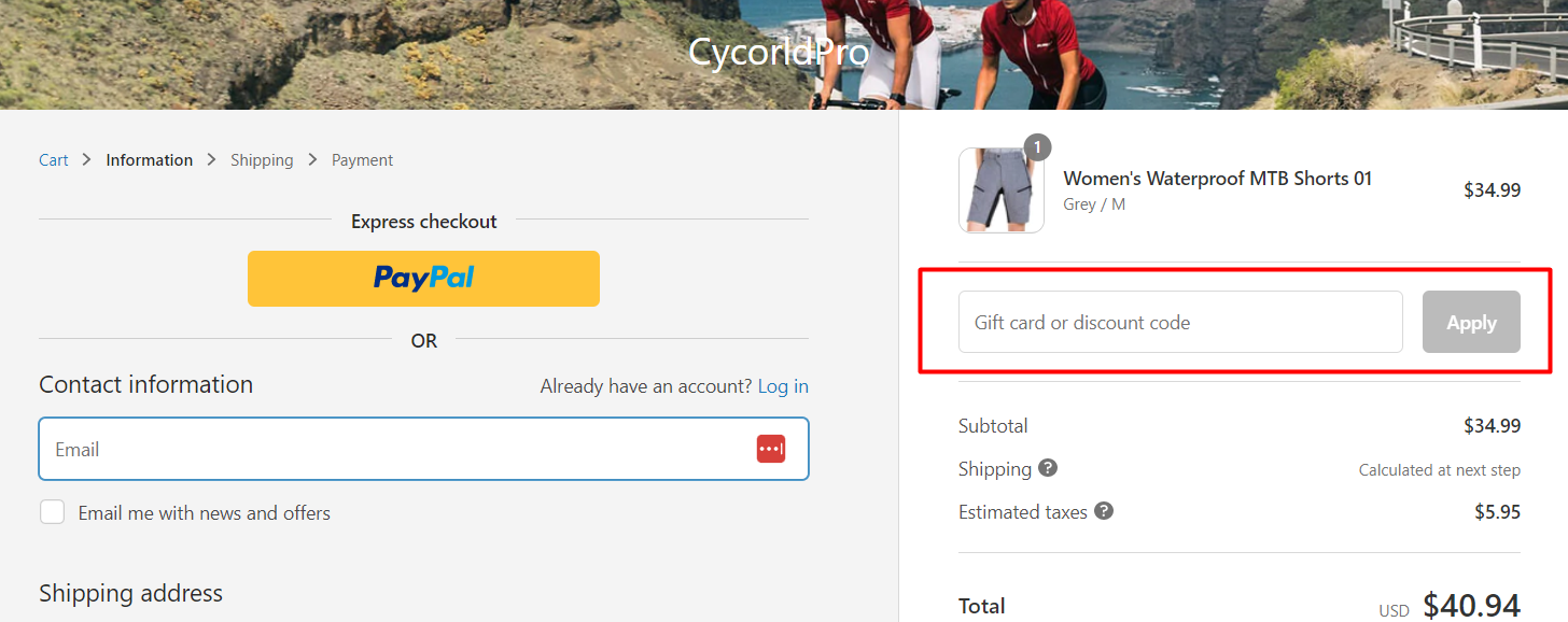 How do I use my Cycorld discount code?