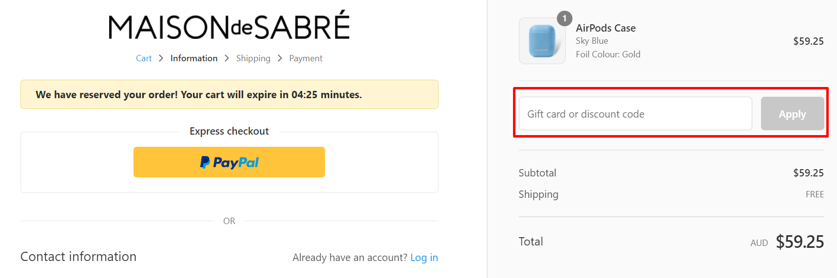 How do I use my MAISON de SABRÉ discount code?