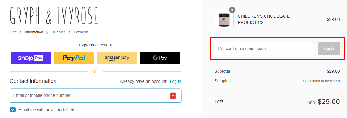How do I use my Gryph & IvyRose discount code?