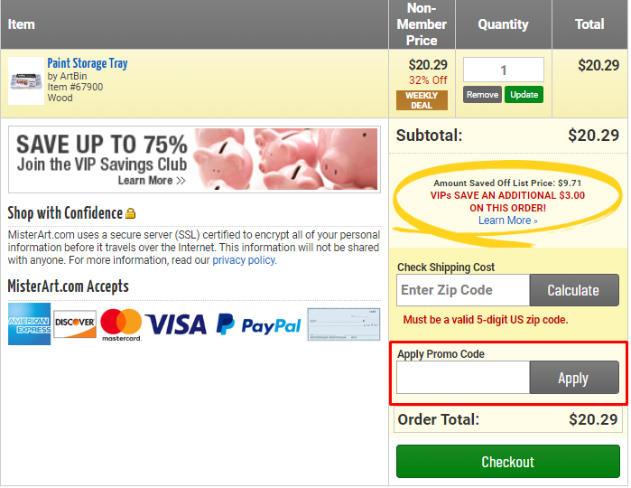How do I use my MisterArt discount code?