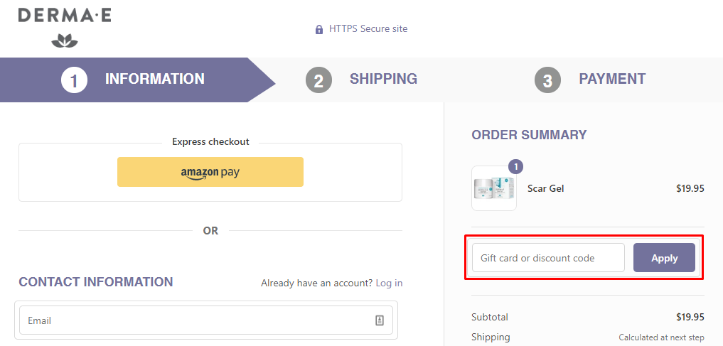 How do I use my DERMAE discount code?
