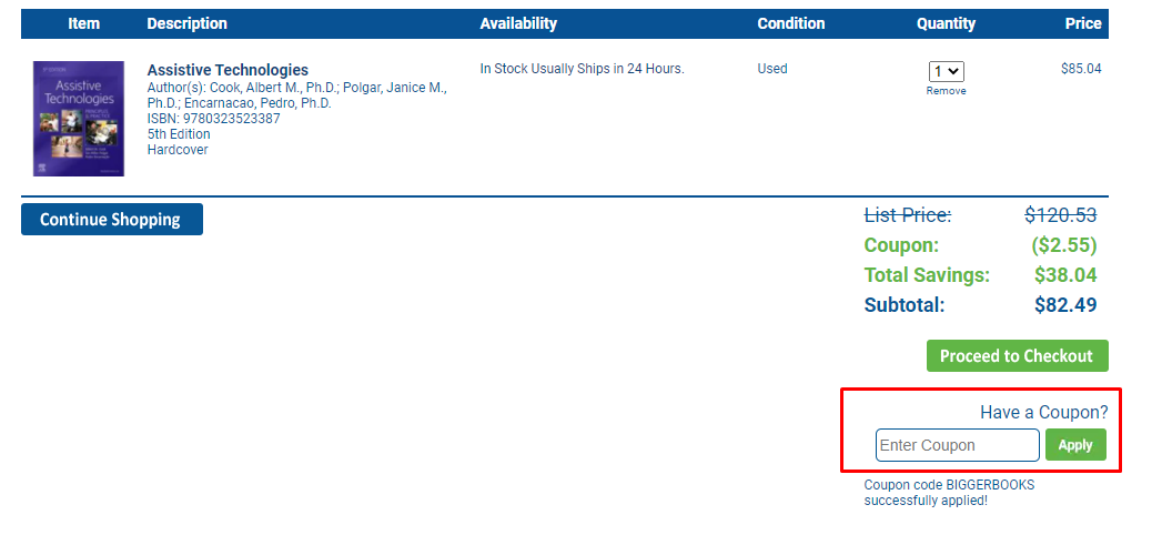 How do I use my BiggerBooks coupon code?