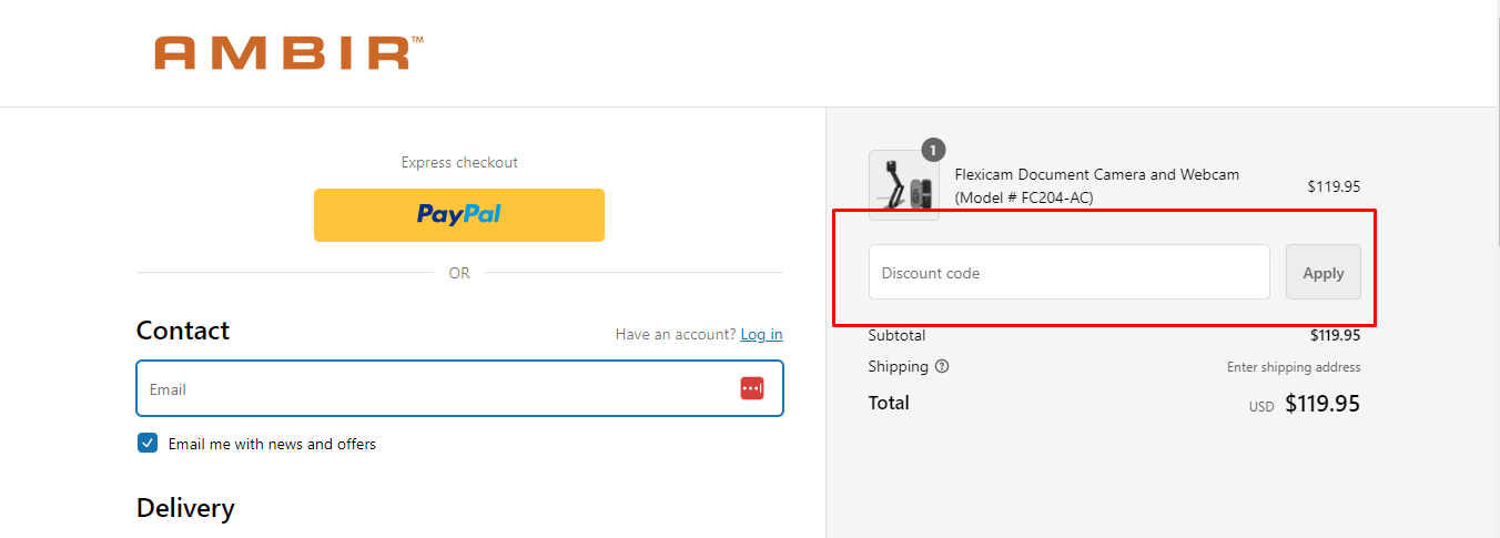 How do I use my Ambir coupon code?