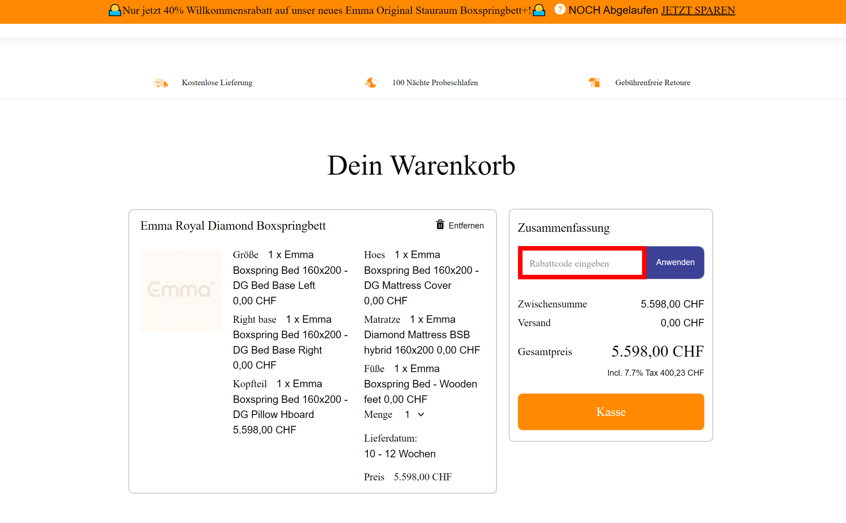 EmmaMatressCHcheckoutPic