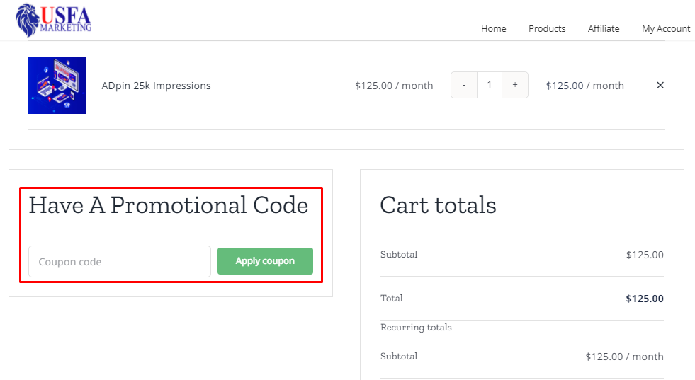 How do I use my USFA Marketing promotional code?