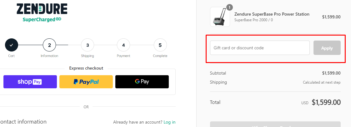 How do I use my Zendure discount code?