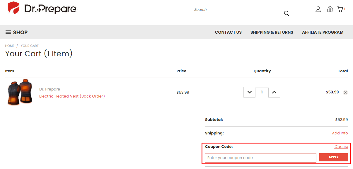 How do I use my Dr. Prepare coupon code?