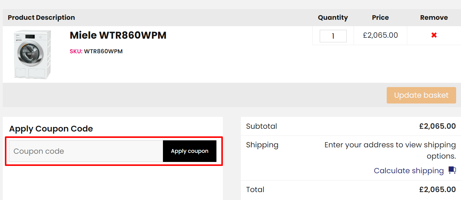 How do I use my Long Eaton Appliance Company coupon code?