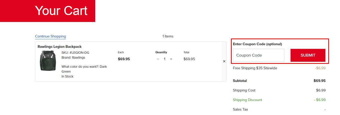 How do I use my Rawlings coupon code?
