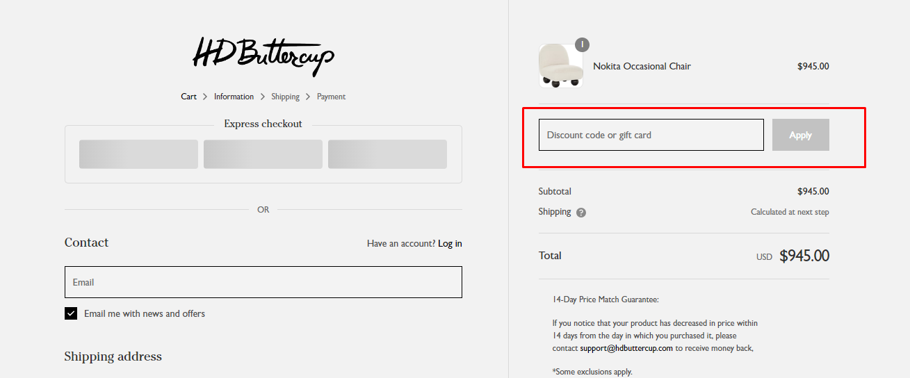 How do I use my HD Buttercup coupon code?