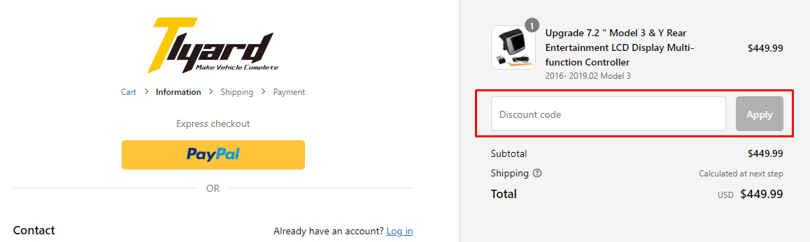 How do I use my Tlyard discount code?