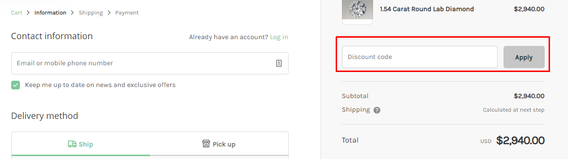 How do I use my Ritani Discount code?