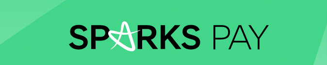 Sparks Pay logo over a light green background