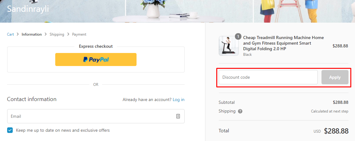 How do I use my Sandinrayli discount code?
