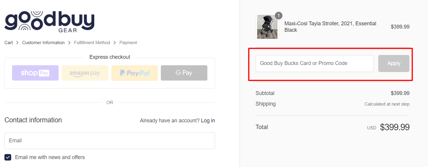 How do I use my GoodBuy Gear promo code?