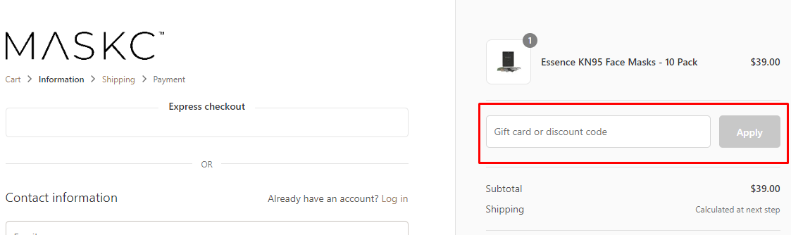 How do I use my MASKC discount code?