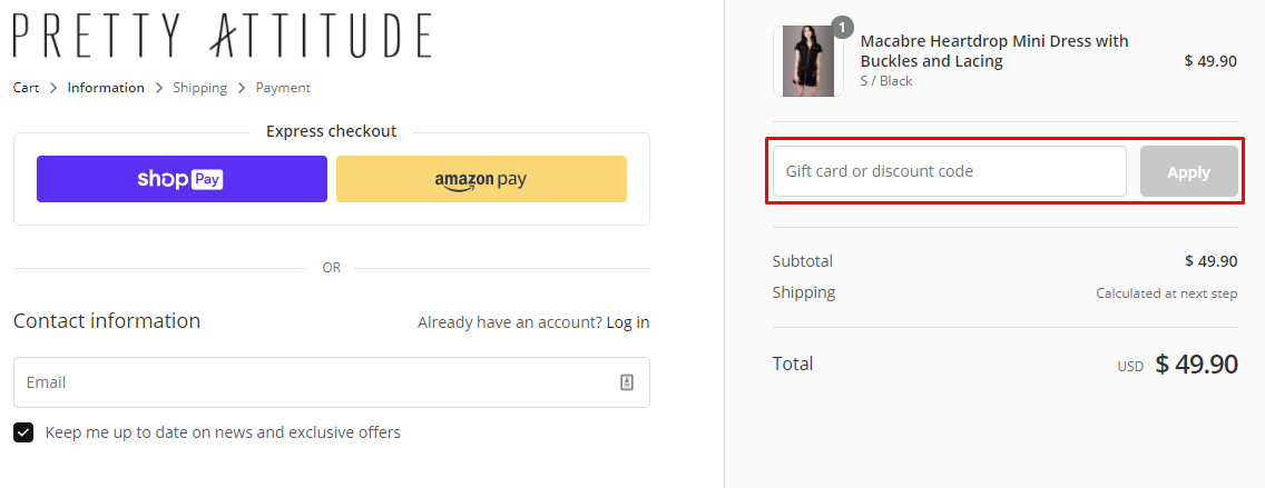How do I use my Pretty Attitude discount code?