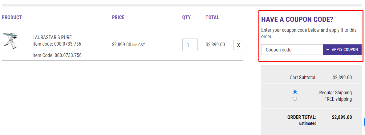 How do I use my Laurastar coupon code?