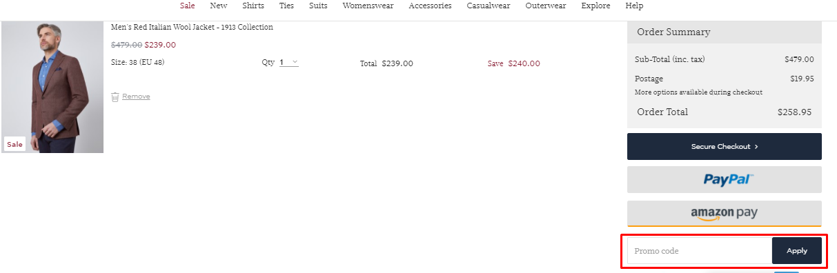 How do I use my Hawes and Curtis promo code?