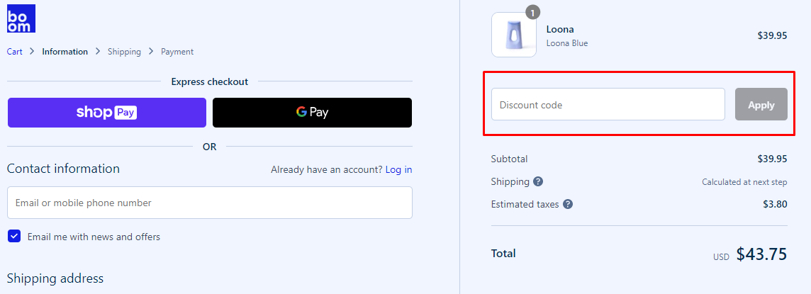How do I use my Boom Home Medical discount code?