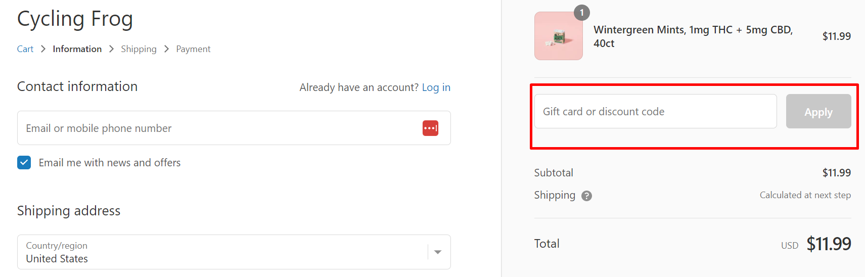 How do I use my Cycling Frog discount code?