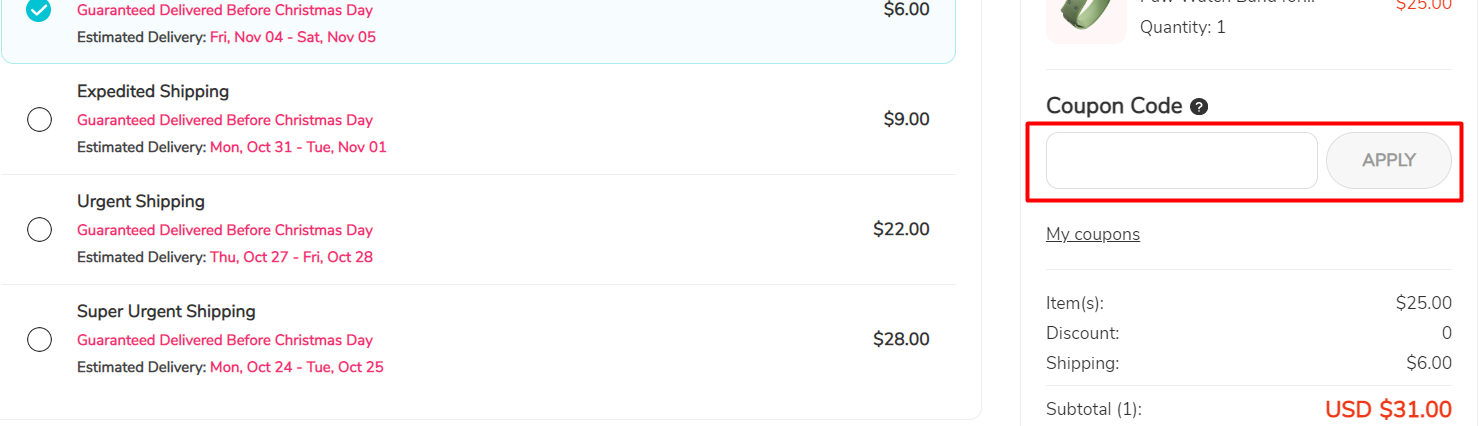 How do I use my Callie coupon code?