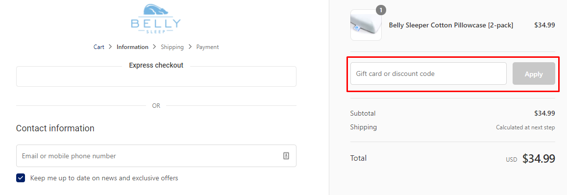 How do I use my Belly Sleep discount code?