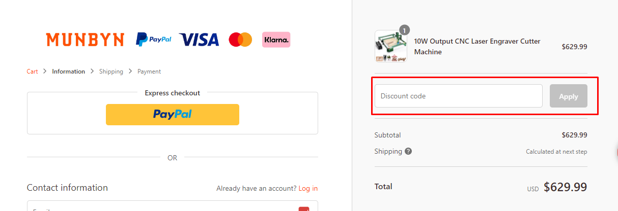 How do I use my MUNBYN discount code?