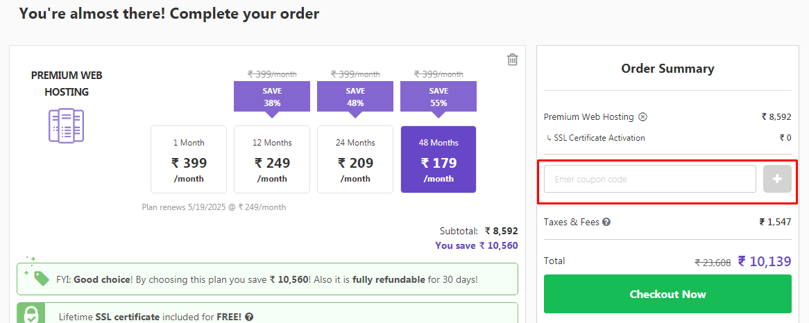 How do I use my Hostinger coupon code?