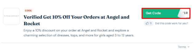 A box will show the Angel and Rocket voucher code to use on your purchase.