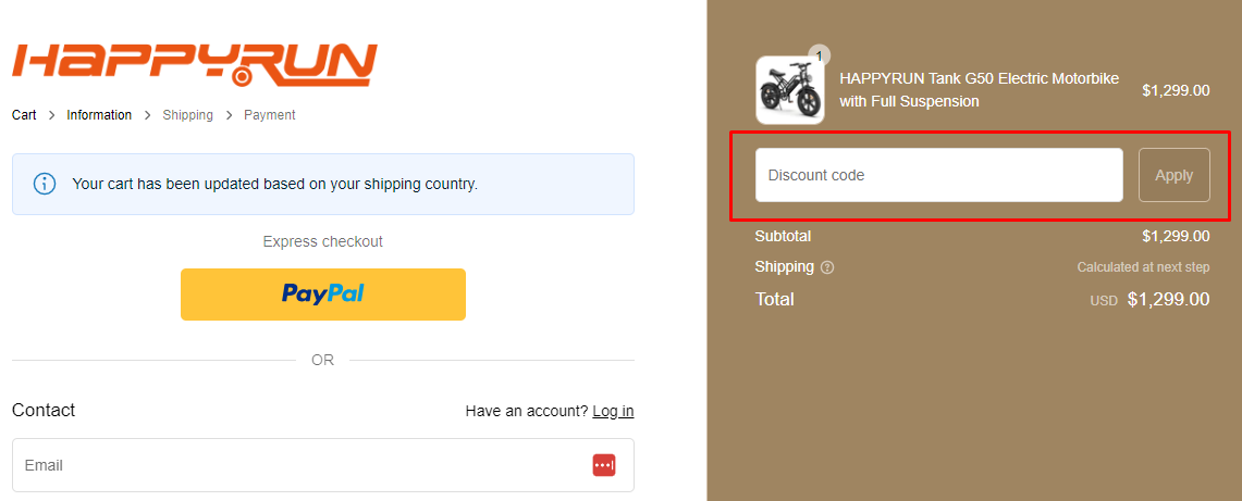 How do I use my HappyRun discount  code?