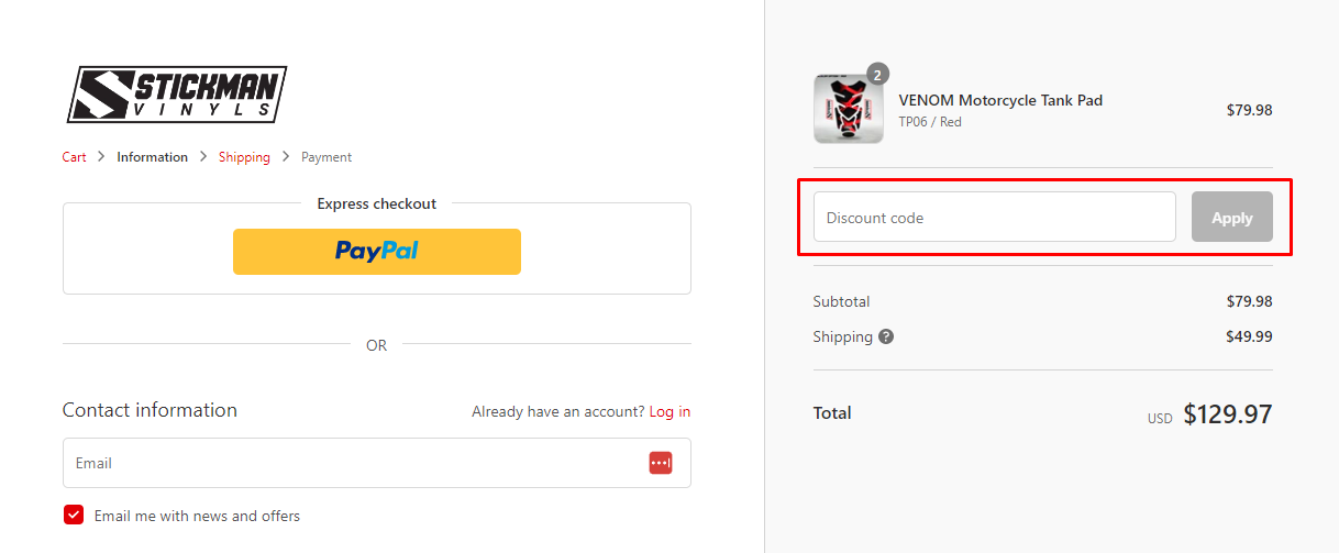 How do I use my Stickman Vinyls discount code?