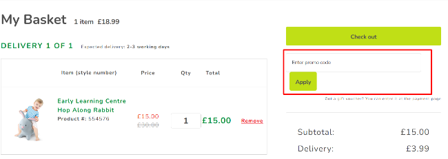 Early Learning Centre toys and games discount voucher box uk