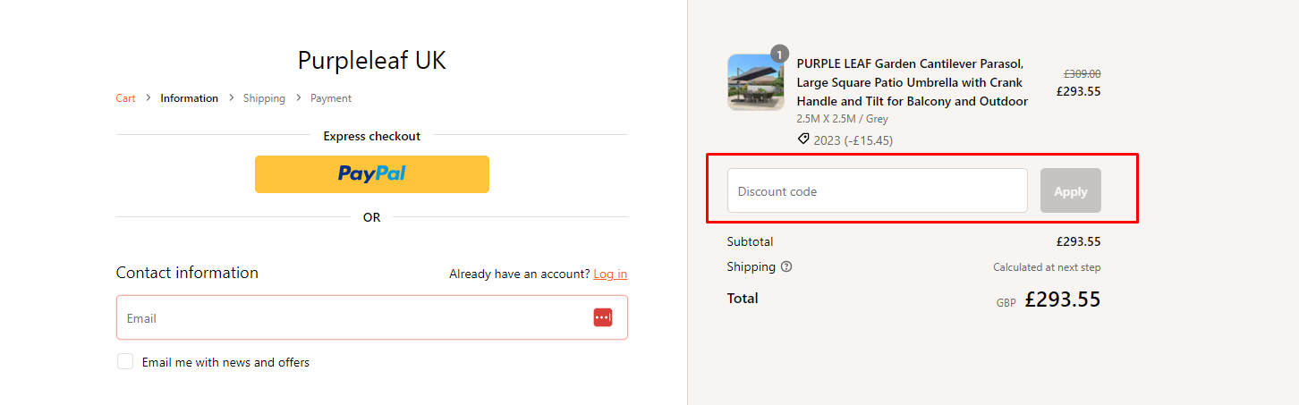 How do I use my Purple Leaf discount code?