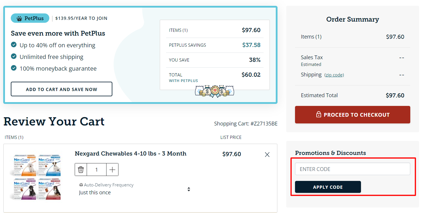 How do I use my PetCareRx discount code?