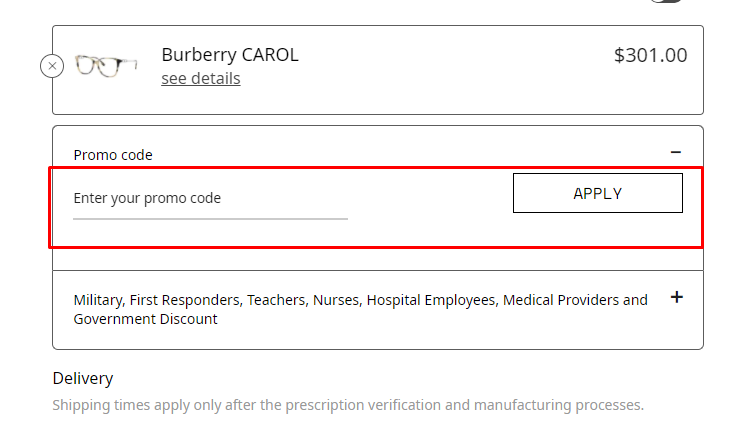 How do I use my Glasses.com promo code?