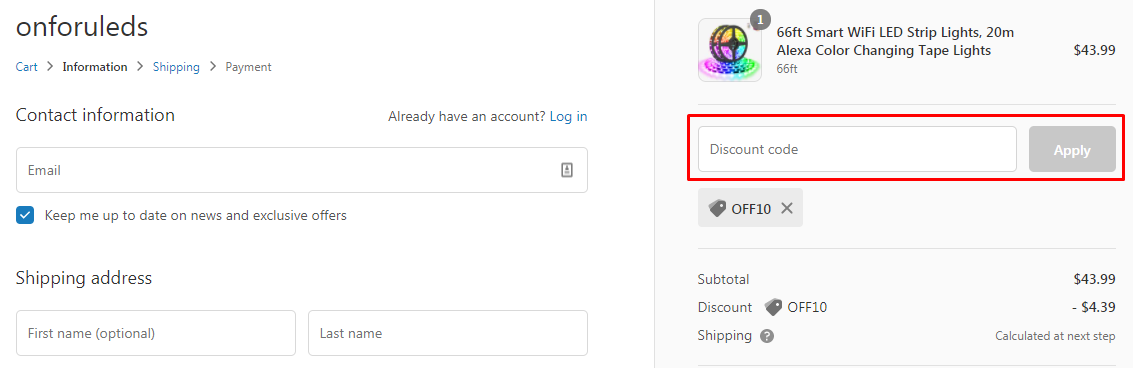 How do I use my Onforu discount code?