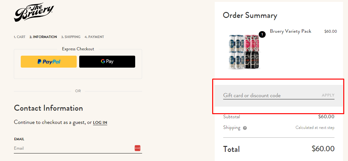 How do I use my The Bruery discount code?