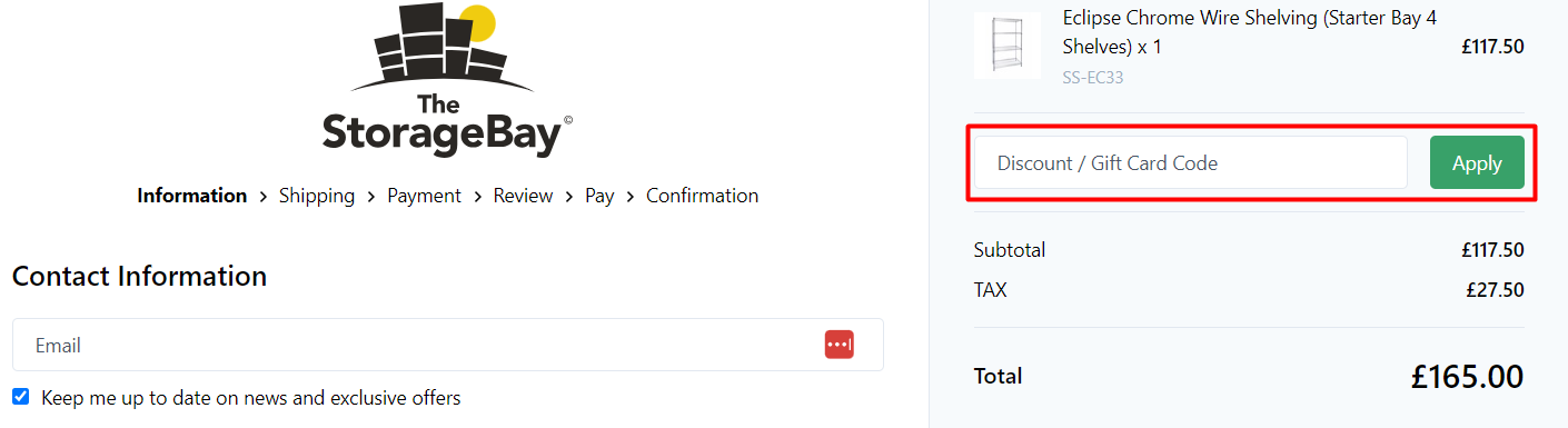 How do I use my The Storage Bay discount code?