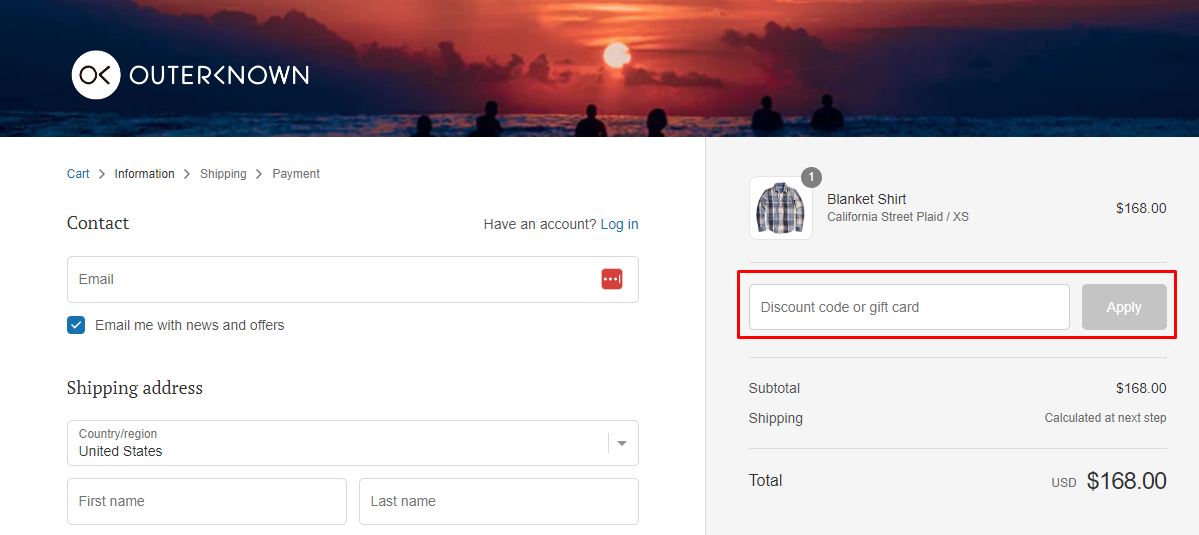 How do I use my Outerknown discount code?