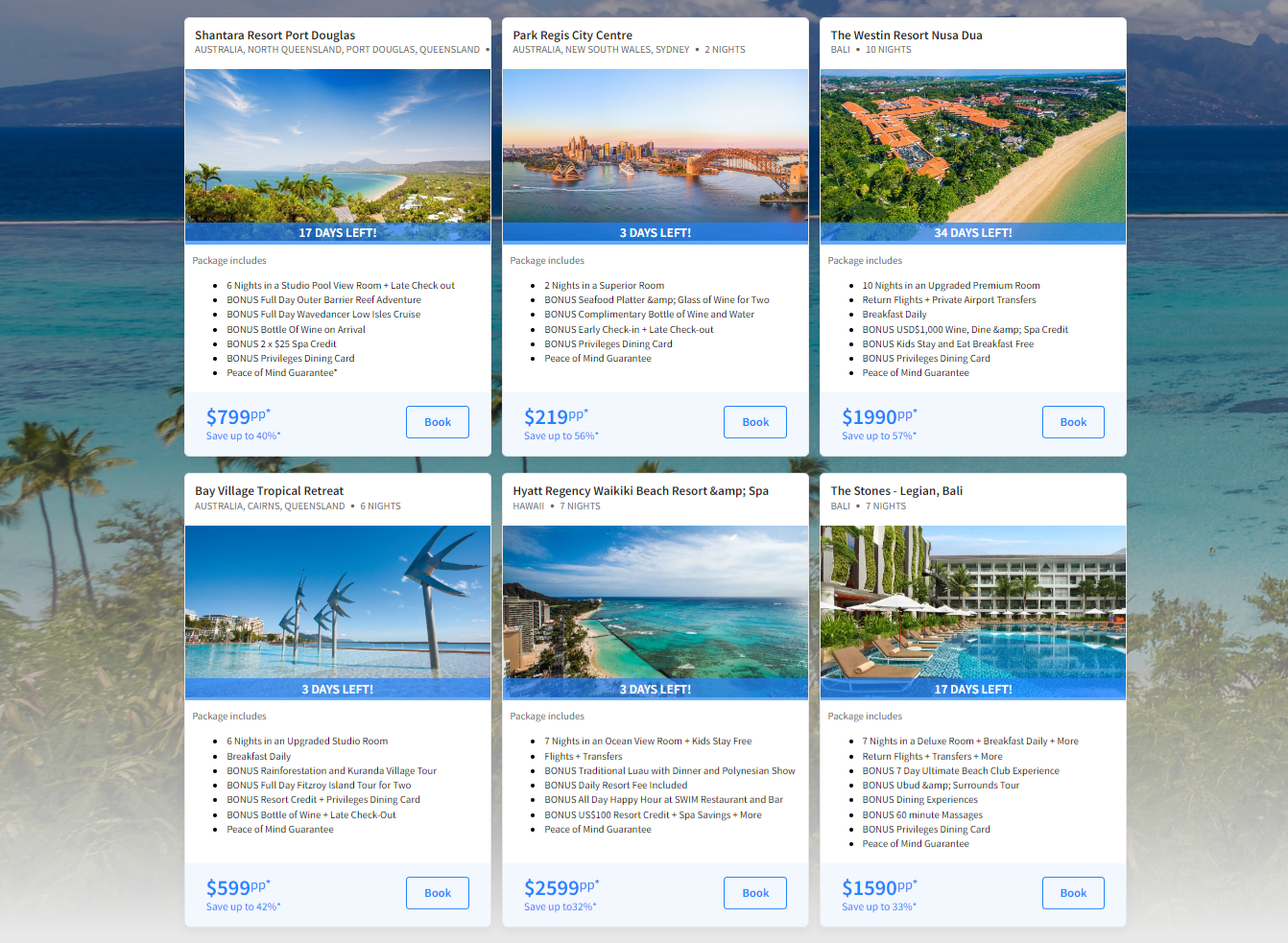 Aunt Betty packages available for easy travel planning