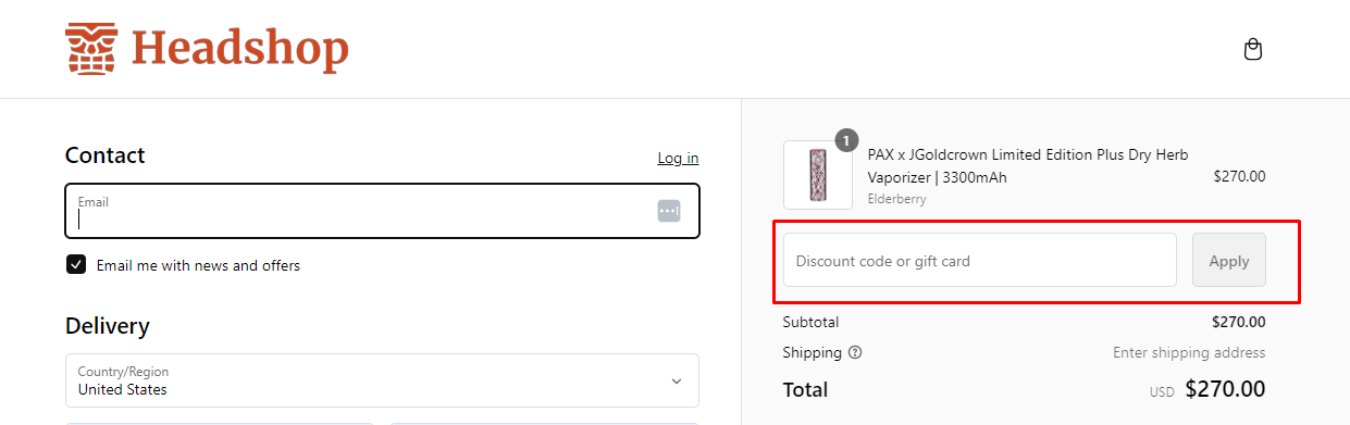 How do I use my Headshop coupon code?