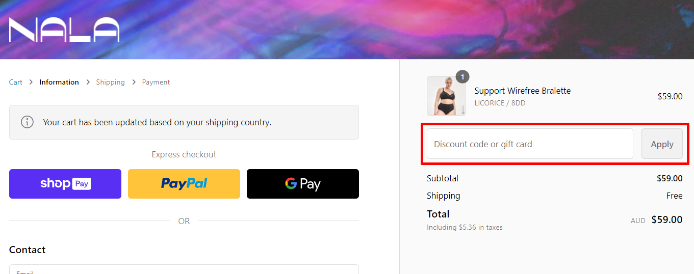 How do I use my Wearnala discount code?