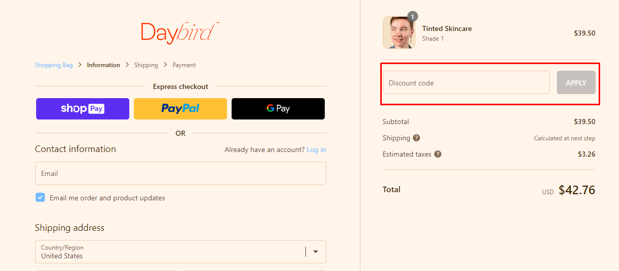 How do I use my Daybird discount code?