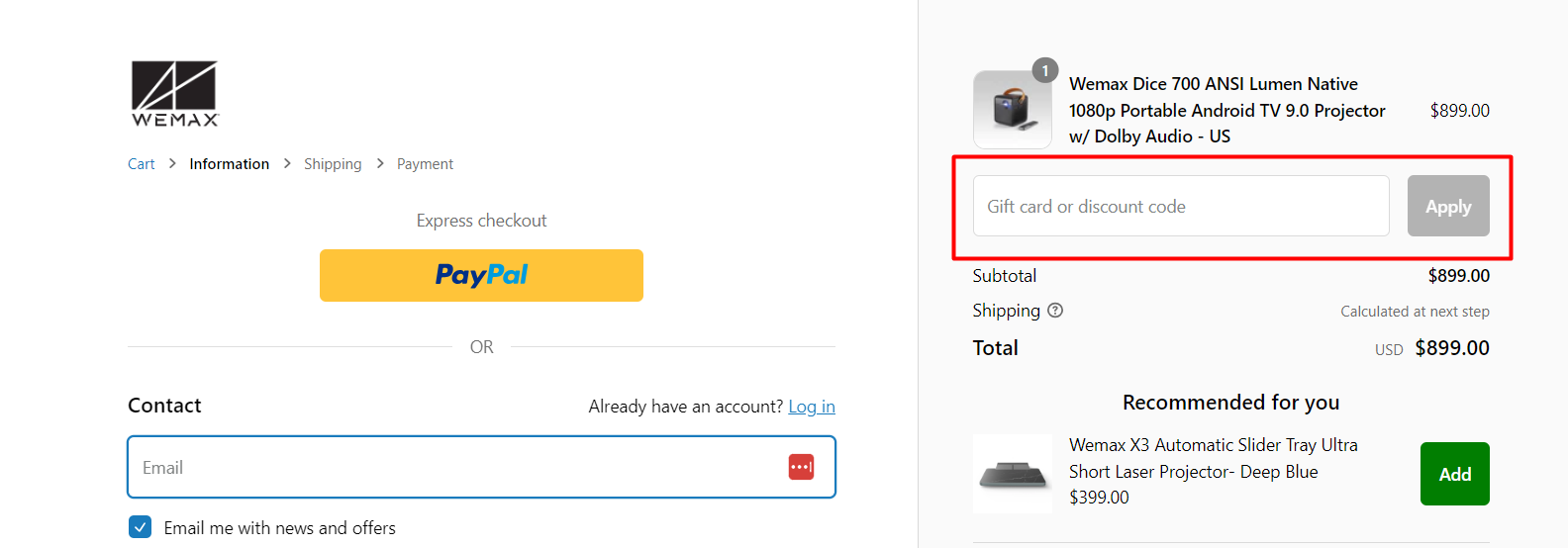 How do I use my WEMAX discount code?